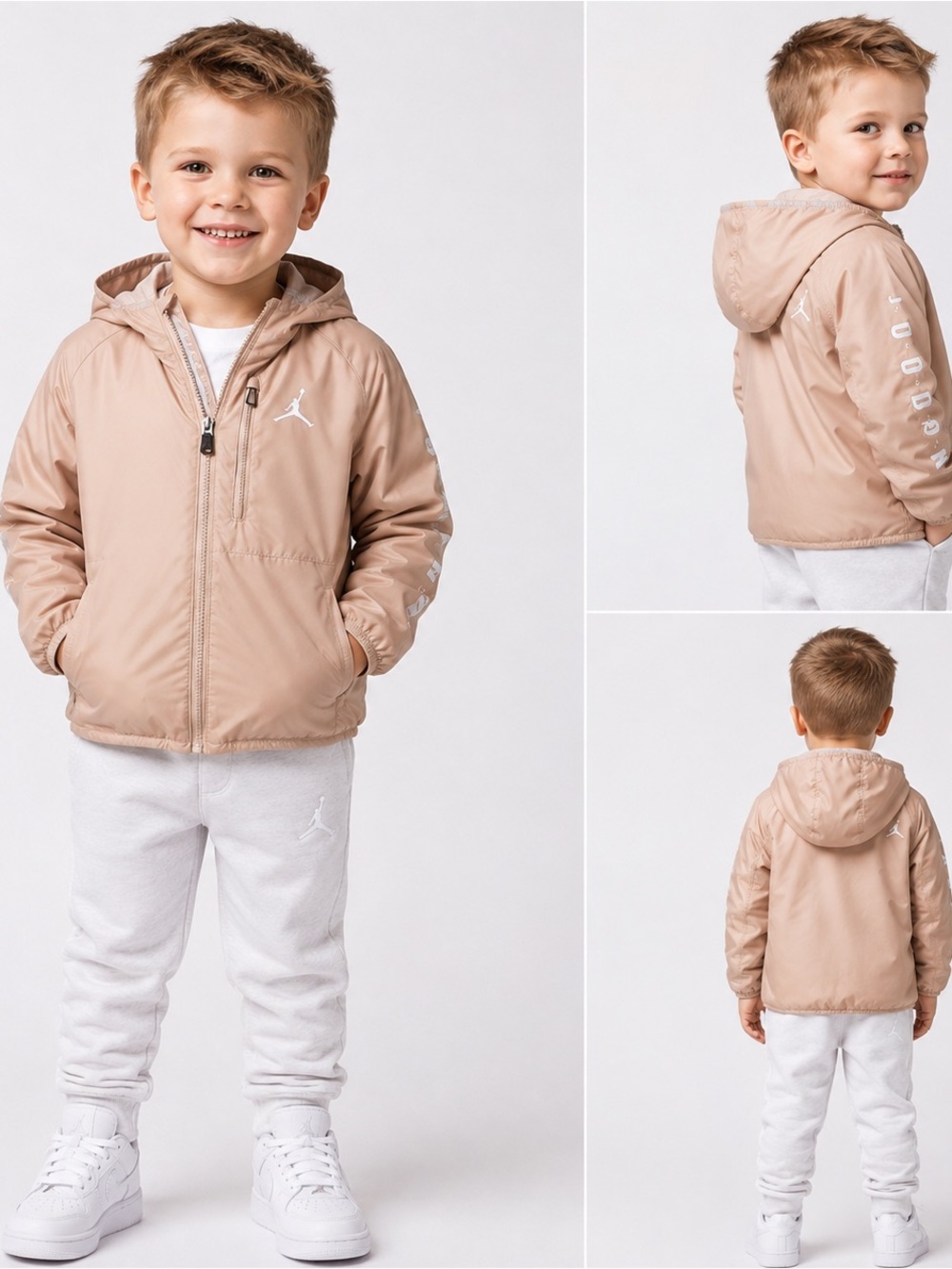 Nike Boys' Jordan Hooded Windbreaker Jacket - Beige/Tan